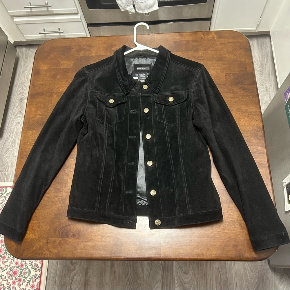 For Joseph Black Lined 100% Suede Leather Basic Jacket Women’s Size M - Picture 2 of 16